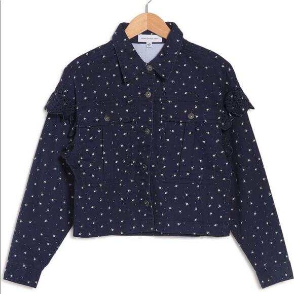 SOMETHING NAVY Floral Celeste Ruffle Jacket-M - Picture 3 of 9